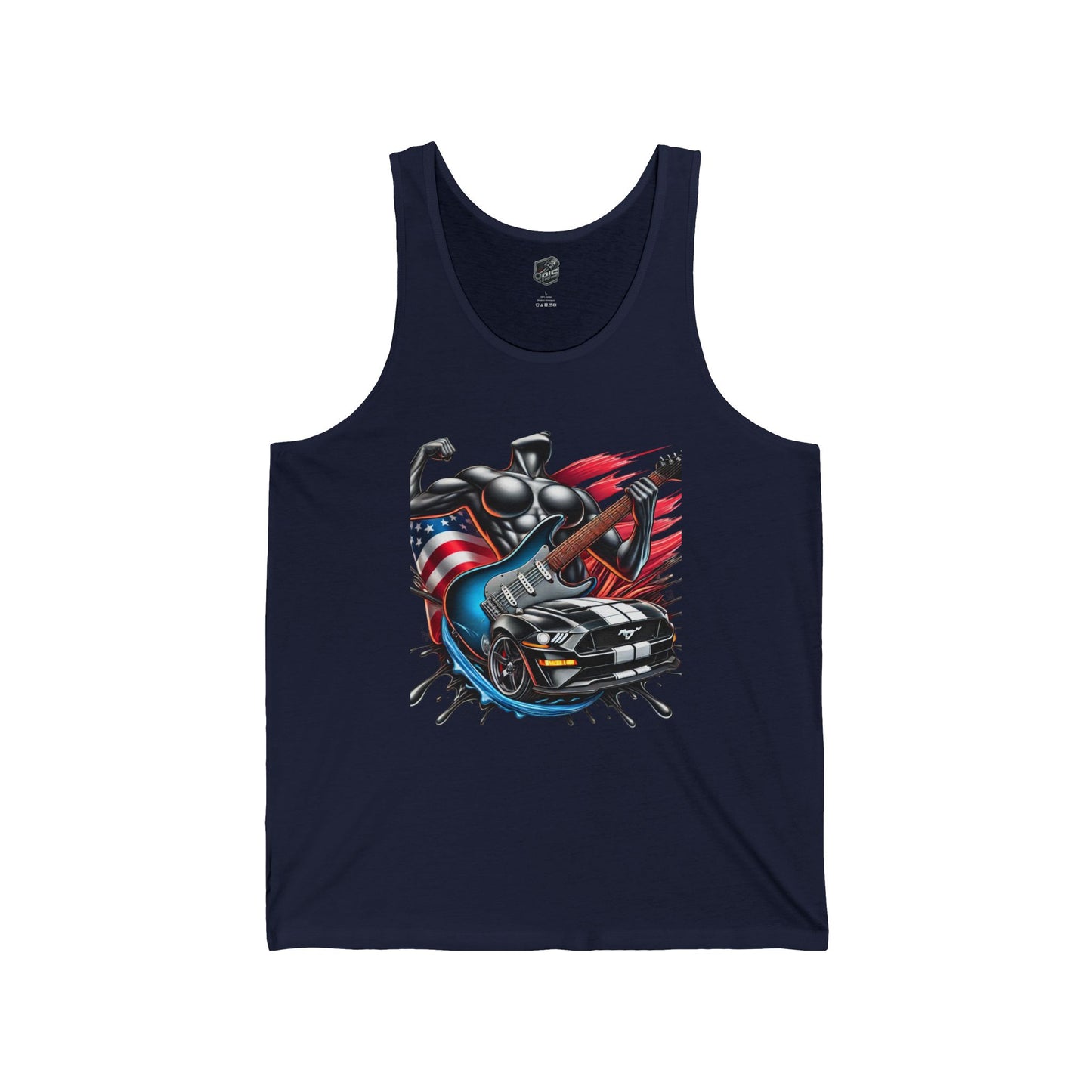 Tank Top for Fitness Enthusiasts with Rock Music and Muscle Car Design