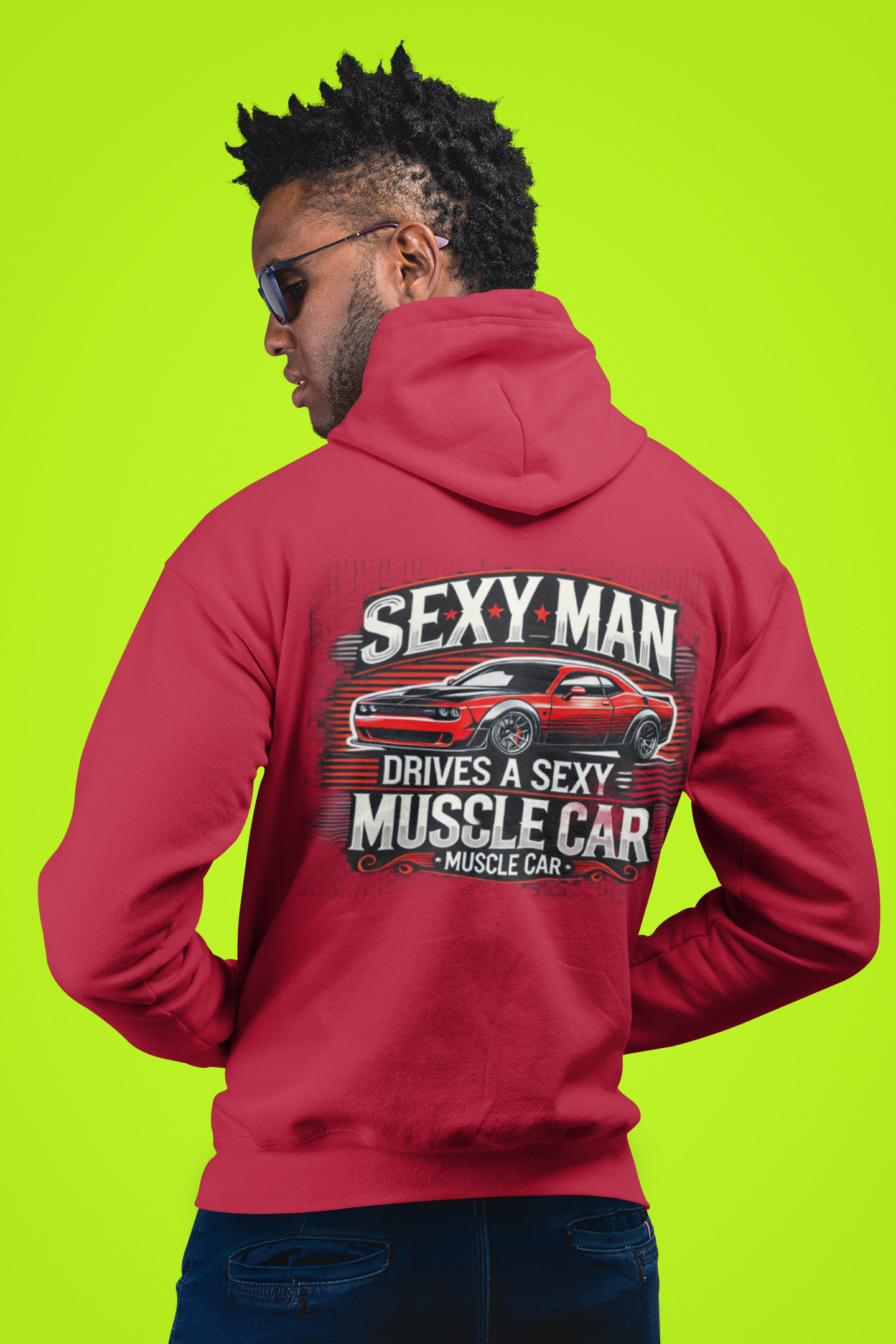 Hooded Sweatshirt - Sexy Chall-nger Muscle Car By PJS