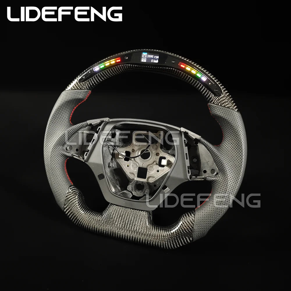 LED Carbon Fiber Steering Wheel Fit For Chevrolet Camaro SS ZL1 FFTY Corvette C7 2016-2024 RPM LED Customized  Racing Wheel