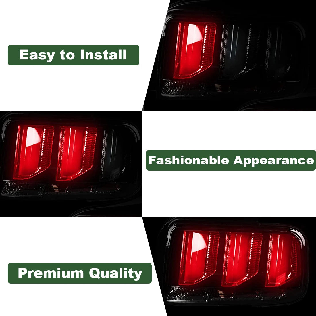 Tube Sequential Signal Tail Lights Brake Lamps LED For 05-09 Ford Mustang Black