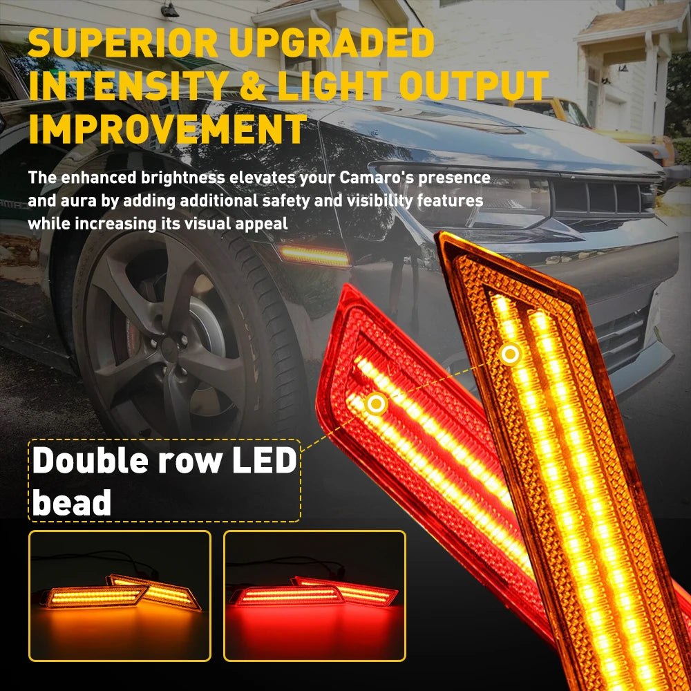 Front / Rear LED Bumper Side Marker Turn Signal Lights Fender Flare Light For Chevrolet Camaro 2010 2011 2012 2013 2014 2015