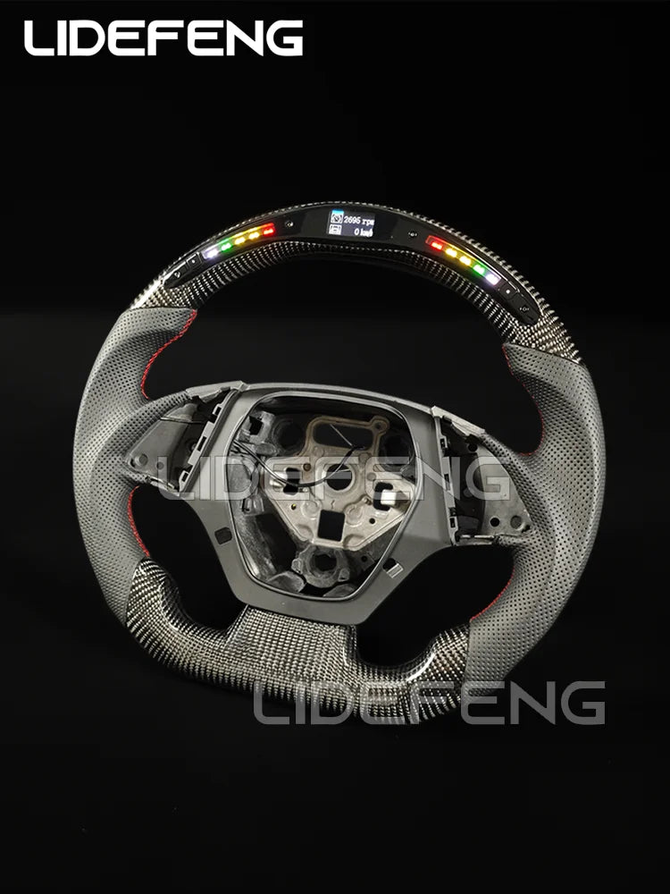 LED Carbon Fiber Steering Wheel Fit For Chevrolet Camaro SS ZL1 FFTY Corvette C7 2016-2024 RPM LED Customized  Racing Wheel