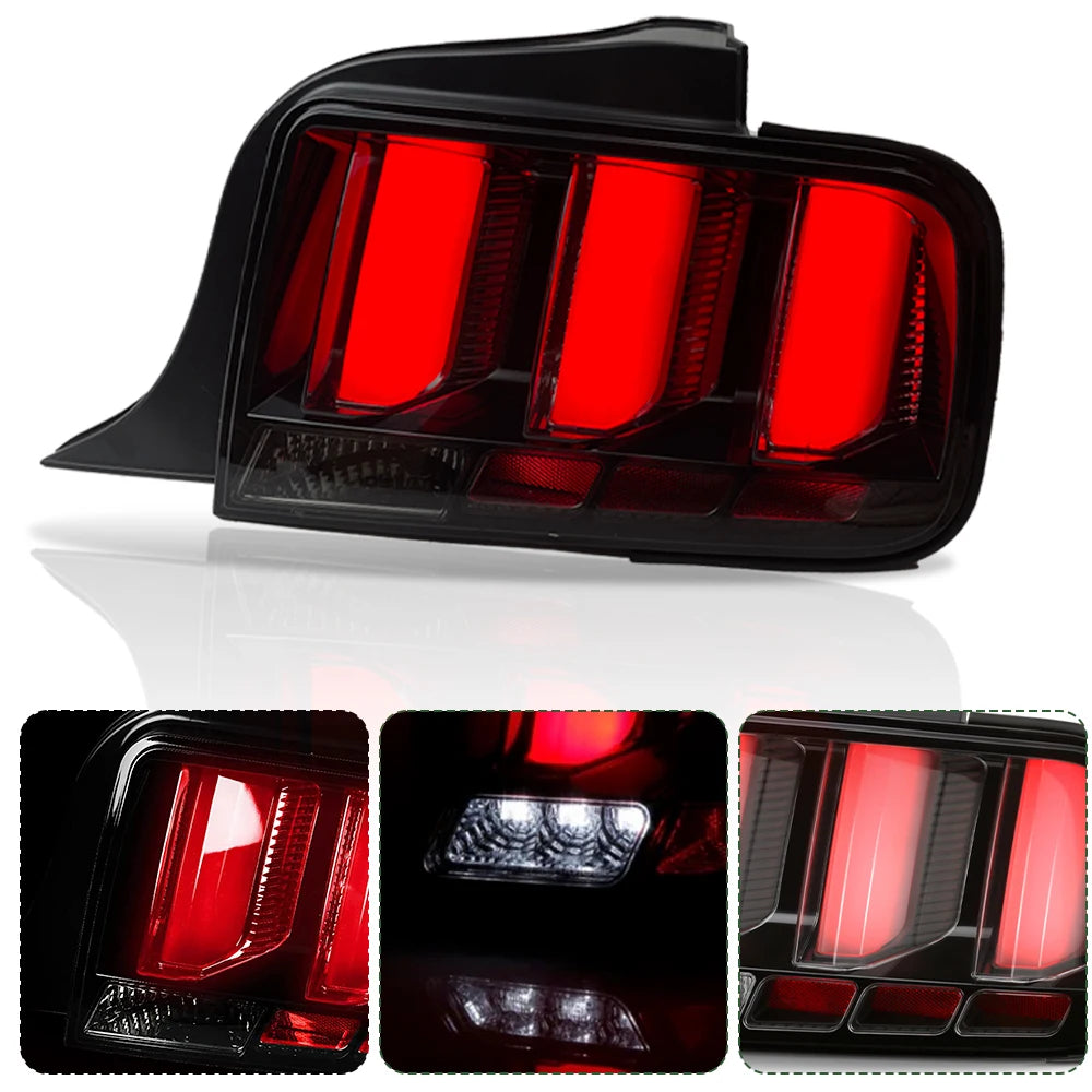 Tube Sequential Signal Tail Lights Brake Lamps LED For 05-09 Ford Mustang Black