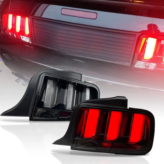 Tube Sequential Signal Tail Lights Brake Lamps LED For 05-09 Ford Mustang Black