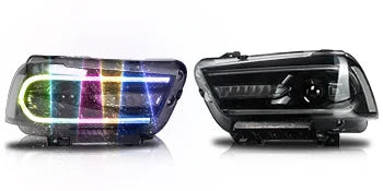 RGB Led Headlights Compatible with Dodge Charger 2011-2014(Not fit 2012 Charger SE) w/Sequential Turn Signal and Multicolo