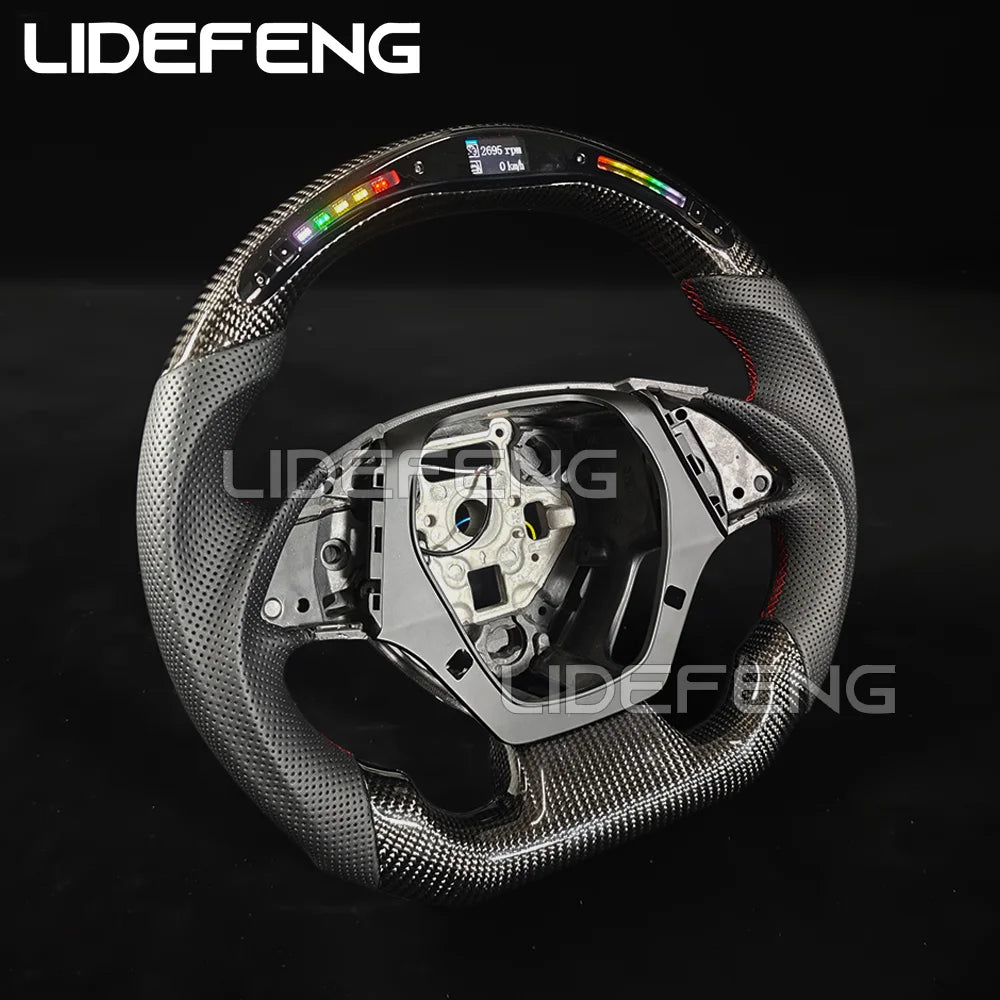 LED Carbon Fiber Steering Wheel Fit For Chevrolet Camaro SS ZL1 FFTY Corvette C7 2016-2024 RPM LED Customized  Racing Wheel